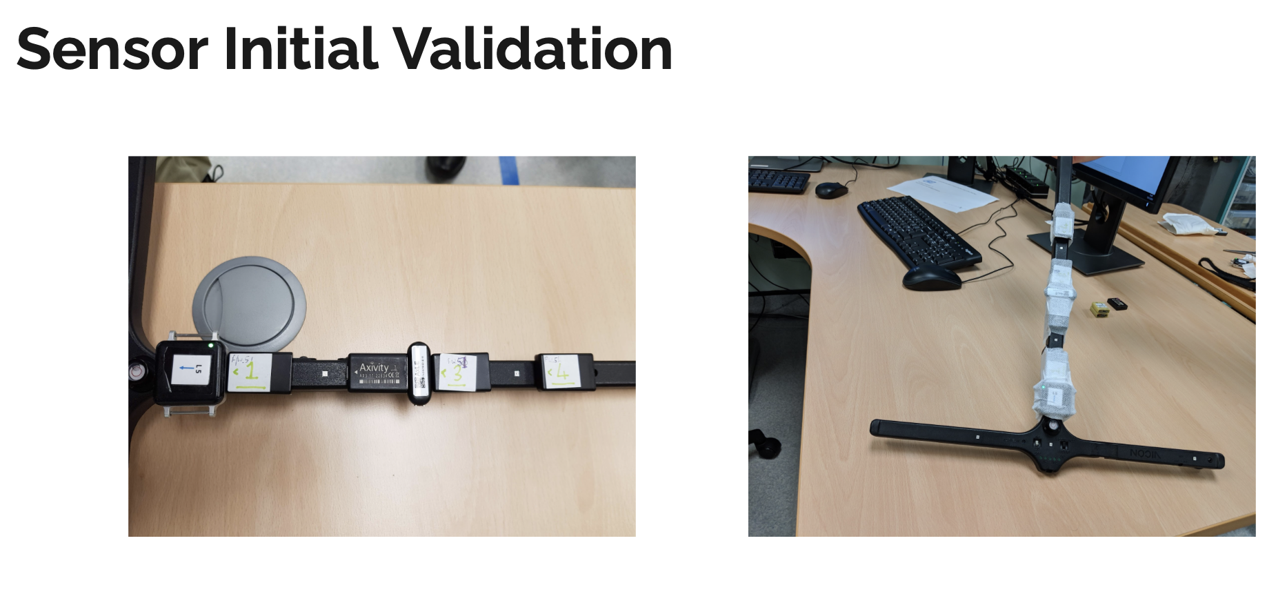 Multiple AxLE devices tied together representing the sensor initial validation.